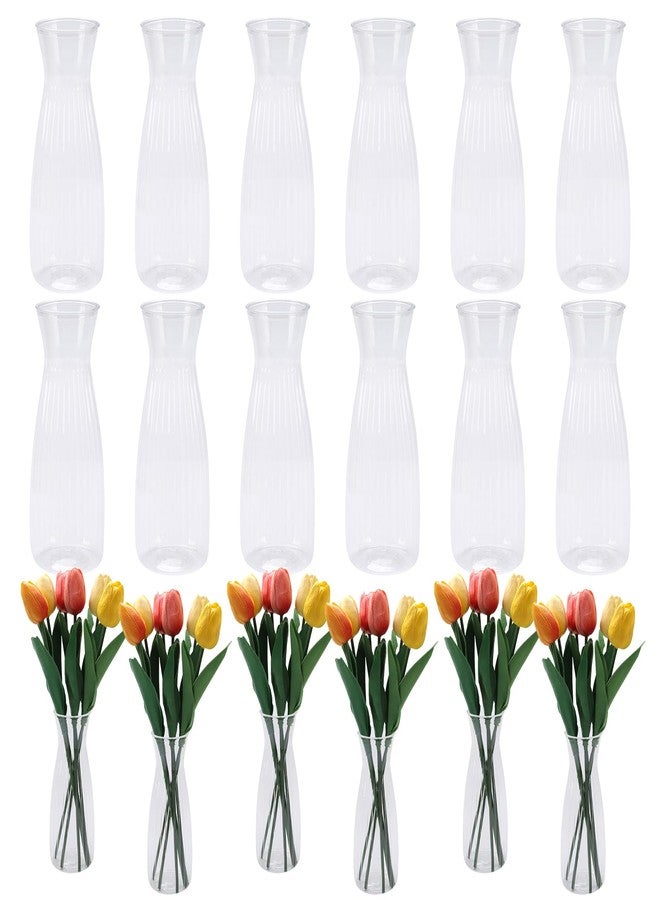 DISWALE 18 Pcs Plastic Bud Vases Bulk, Small Clear Flower Containers, Shatterproof Crystal Bud Vases for Centerpieces, Wedding, Home Table Decorations, Formal Dinners - Image 1